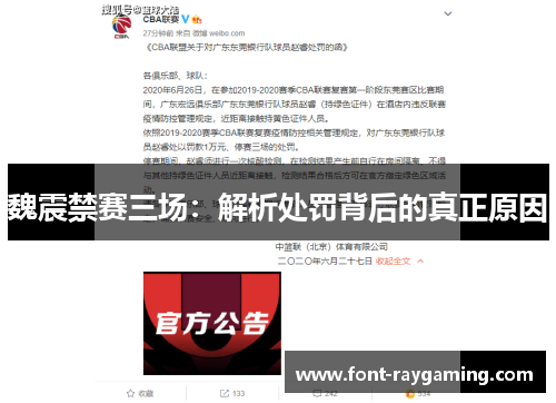 魏震禁赛三场：解析处罚背后的真正原因